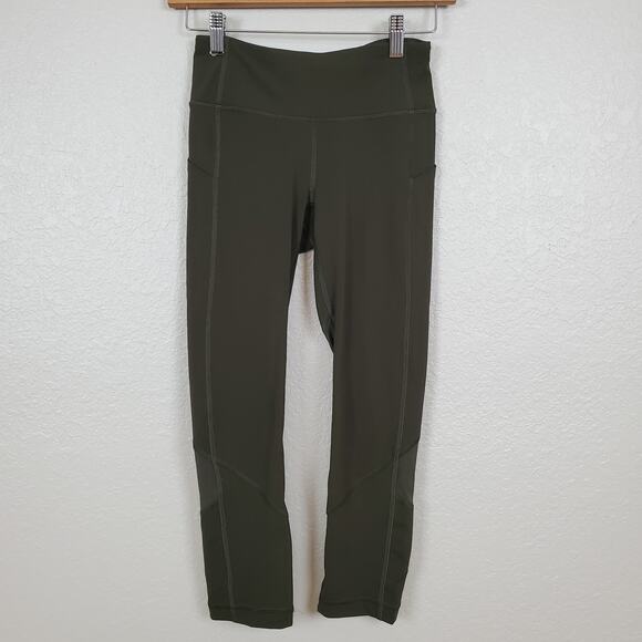 lululemon athletica Pants - Lululemon Pace Rival Crop Leggings Size 2 Womens Full-On Luxtreme 22" Dark Olive